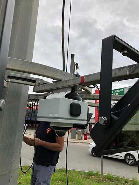 Installing the vehicle sensors above a busy roundabout